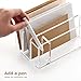 SANRUI Acrylic Mail Sorter Desktop Organizer with Pen Holder, 3 Compartments Clear Small File Script Letter Document Storage for Desk Bill Filling Envelope Holder Office, Home, School Organization