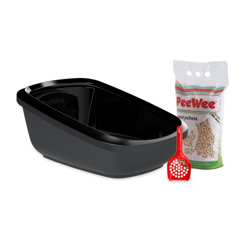 PeeWee EcoGranda - Katzentoilette - Starter-Paket Schwarz Cover