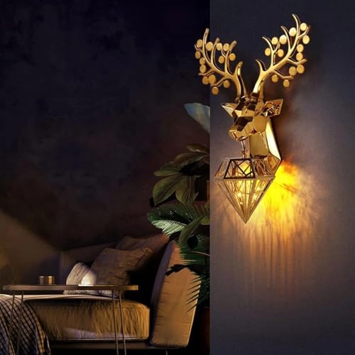 Image of Harold Electricals Metal Alpha Stag Wall Light | Wall Lamp Fixture for Living Room, Bedroom, Hall- Pack of 1 (Style 2)