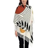 sptvan Mid Century Bohe Tassel Scarf Wrap and Shawl Pashmina Scarf for Women Ladies Long Printed Rev