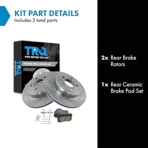 Image of TRQ Rear Brake Pad and Rotor Set Ceramic Vented Rotors Compatible with 2011-2018 Dodge Challenger 2014-2018 Charger