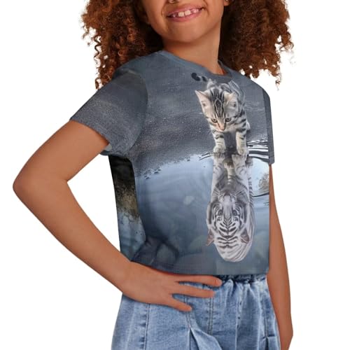 Image of Kids T Shirt Short Sleeve Crop Tops for Girls Summer Clothes Pullover Tees Shirt 5-14
