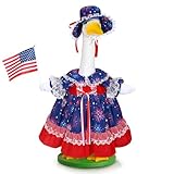 Patriotic Porch Goose Outfits 4th of July Lolita Lawn Porch Goose Clothes for 23" Cement Plastic Geese Statue Memorial Day Geese Costume USA 250th Anniversary Outdoor Patio Lawn Garden Decoration