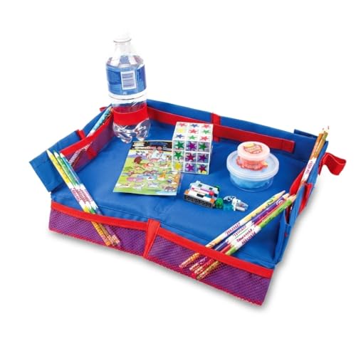 Fun N Fly Foldable Airplane Tray for Kids – Toddler Baby Airplane Travel Essentials – Portable Snack & Play Tray for Airplane Tray Table – Mesh Pockets, Cup Holder, Adjustable Strap