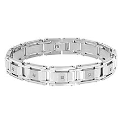 Silver Tone Diamond Stainless Steel