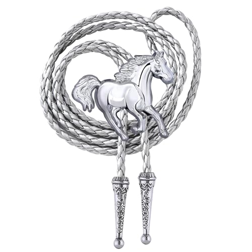 Image of GelConnie Bolo Ties for Men Women Western Cowboy Tie Mens Western Necklace Leather Necktie Gold Bolero Tie Cowboy Necklace