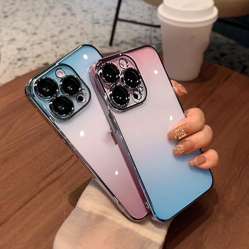 Coque luxe iPhone 14 transparente rose finition galvanisée premium - 5