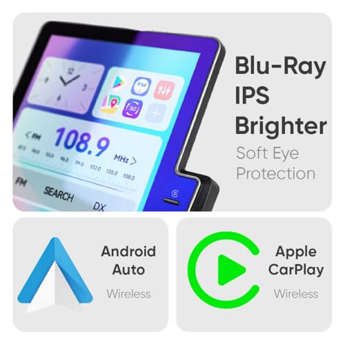 Image of MEGAAUDIO V97 9.7 inch Tesla Diamond 2K Player Car Android 13 MTK Processor Stereo IPS Touch Screen 4+64 4G WiFi Wireless Carplay Android Auto GPS Navigation Bluetooth DSP Band with Dual Rotary Knob