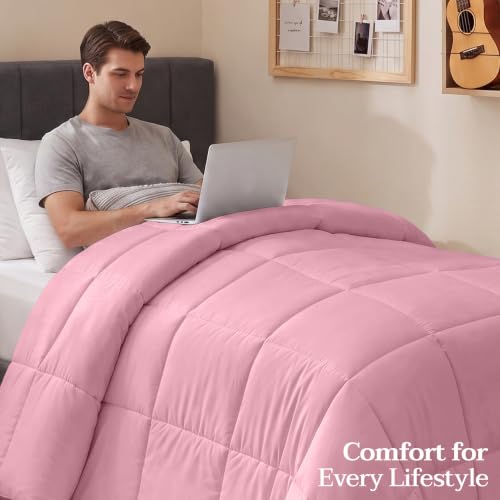 Image of Utopia Bedding Twin Comforter, Duvet Insert, Pink, 64 x 88 Inches