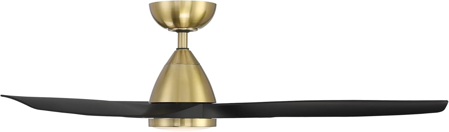 Skylark Smart Indoor and Outdoor 3-Blade Ceiling Fan 54in Satin Brass Black with Adjustable CCT 2700K-3000K-4000K-5000K LED Light Kit and Remote Control Works with Alexa and iOS or Android App