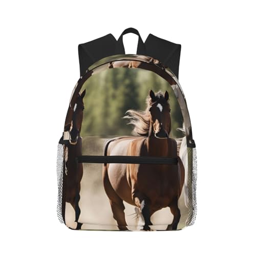 Sac à dos voyage multifonctionnel vintage chevaux de course noir grand