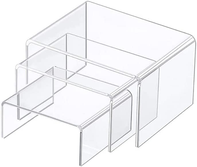 e world unbox happiness Acrylic Display Risers, Set of 3 Mini Jewelry Display Riser, Cupcakes Display Stands, Clear