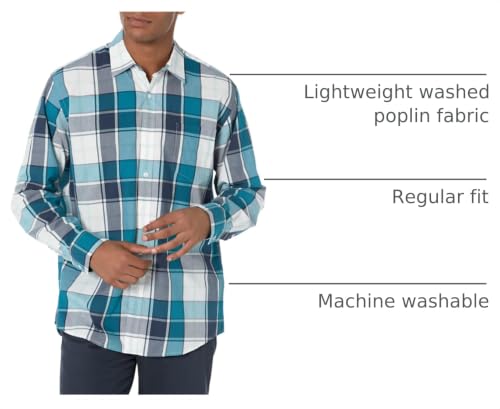 Image of Amazon Essentials Men's Regular-Fit Long-Sleeve Casual Poplin Shirt, Button Front, Business Casual, Collared