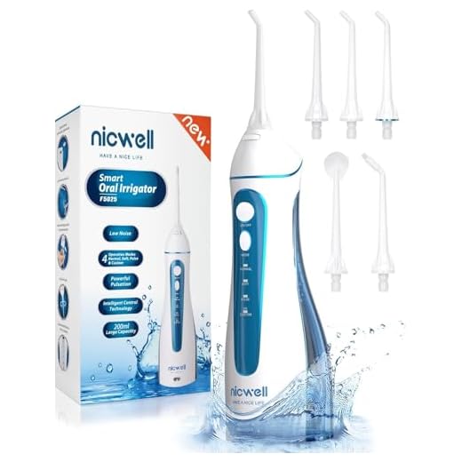 Idropulsore Dentale Portatile, Irrigatore Orale Professionale 4 Modalità e 5 Ugelli di Ricambio con rotazione di 360 °, Ricaricabile USB, IPX7 Impermeabile, Adatto a viaggio e a casa