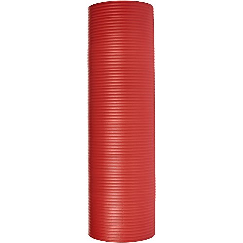 Image of amazon basics Nitrile Butadiene Rubber 13mm Extra Thick Yoga | Exercise Mat with Carrying Strap | Red & Teal Green Combo