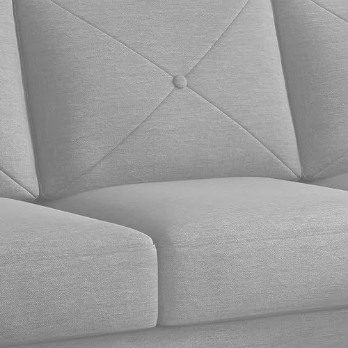 Image of Baloney RHS 6 Seater L Shape Sofa Set with Center Table for Living Room (Grey Fabric) Premium Fabric Sofa