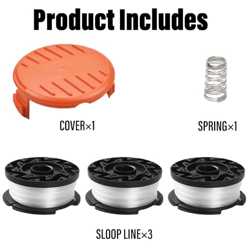 Strimmer Spool Line and Cover Compatible with Black and Decker AF-100 GLC3630L20-GB/ST5530-GB/STC1820PC-GB/BESTA525-GB,Strimmer Spool Wire Replacement (Including 3 Spool s+1 Cover+1 Spring) - Image 2