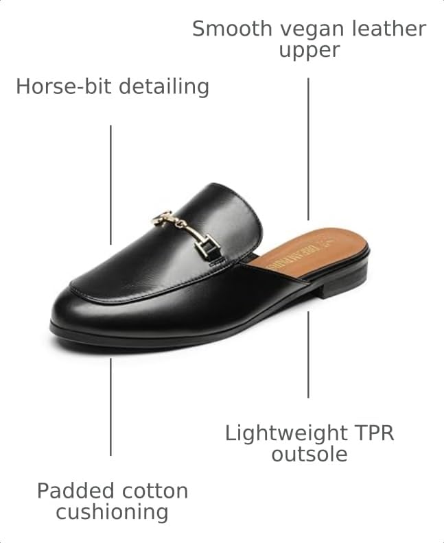 Image of DREAM PAIRS Mules for Women Flats Slip on Comfortable | Pointed Toe Slip on Slides Buckle Lightweight Loafers Shoes for Office Work Business and Casual Wear