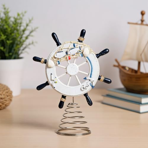 Décoration de pièce côtière bateau 28cm avec filet de pêche vintage - 3