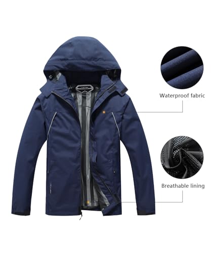 Image of Outdoor Men's Waterproof Raincoat Windbreaker Lightweight Rain Jacket with Detachable Hood
