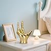 SMIKCP Gold Resin Rock On Hand Gesture Statue - Modern Office Desk Decor & Home Shelf Accents - Rock Culture Music Lovers' Decorative for Living Room, Bookshelf, 6.89" #2