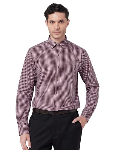 Image of Park Avenue Men's Pure Cotton Checks Pattern Slim Fit Semi Cutaway Collar Full Sleeve Formal Shirt