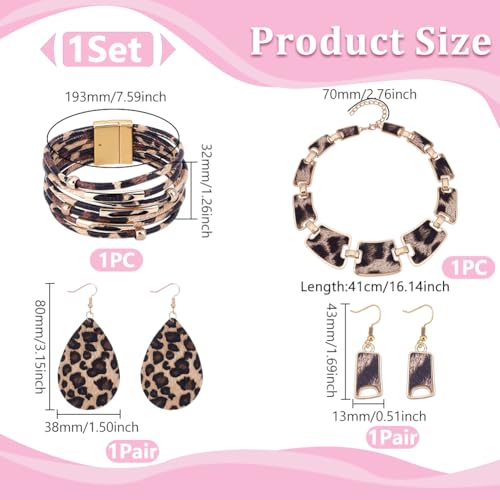 Collier Imprimé Léopard et Bracelets Cuir pour vos Soirées Bohèmes - 3
