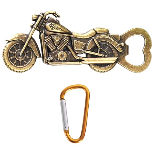 1 abridor de garrafas de motocicleta com 1 mosquetão, abre-garrafas de cerveja portátil, abre-garrafas personalizado, presente para homens, adequado para tampas de garrafa padrão, garrafas de cerveja