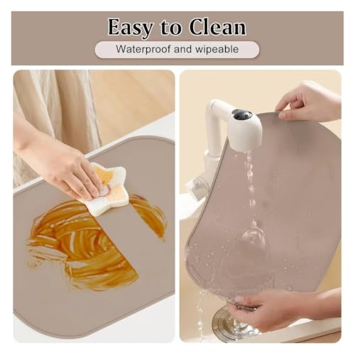 Set de table en silicone beige réutilisable et imperméable lavable - 7