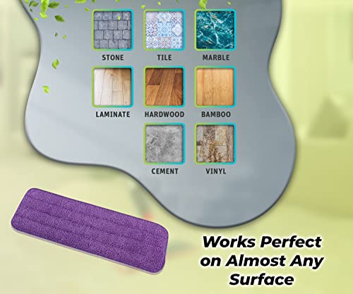 Arsuk Spray Mop Refill Pads Microfiber Replacement Heads Premium Wet/Dry Flat Mop Floor Cleaning Machine Washable Reusable 16 X 5.5 Inches ( 3 Pack Purple) #TOP3