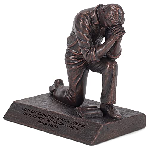 Lighthouse Christian Products Praying Man Seeking God Bronzelike Finish 4.5 X 2.75 Cast Stone Mounted Sculpture #TOP1
