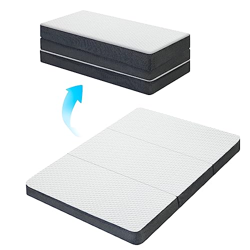 Image of Hygge Hush Trifold Pack n Play Mattresses, Foldable Playard Mattress Memory Foam, Portable Toddlers Mattress Firmness Featuring Soft Removable Washable Outer Cover (Trifold-Breathable，26x38 inch