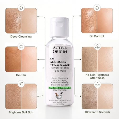 Image of Powder Face Wash | 15 Seconds Face Glow, De-Tan, Deep Cleansing, Removes Dead Skin & Brighten Face | Gentle Non Drying | Oats, Rice & Pro Vit B5 | Face wash for Men & Women (30g)