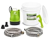 FLUENTPOWER Tankless Water Heater Flushing Kit, Includes 1/4HP Submersible Utility Water Pump, 4-Gallon Pail with Bucket Lid Opener, Two 3/4