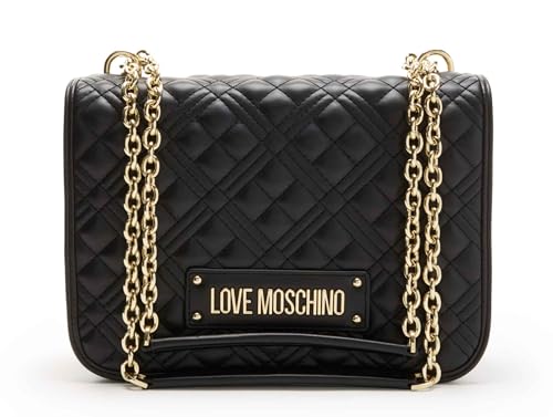 MOSCHINO Women's Love Shoulder / Shoulder Bag Faux Leather Quilted Black B25MO89 JC4000PP0LLA0000, Black, M