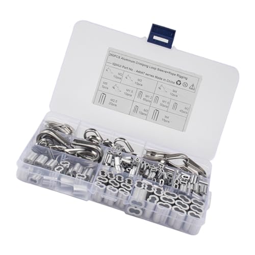 Cabilock 250Pcs Double Barrel Crimp Sleeves Connector Loop Sleeves for Wire and Cable Crimping Ferrules for Secure Cable Connections