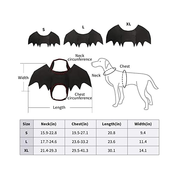 Bowtus halloween dog bat wings pet costume with pumpkin bells for halloween party decorations, cute puppy dog and cat collar bat wings cosplay party dress up funny cool appare(x-large) - image 4