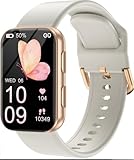 MorePro Health Fitness Tracker with Blood oxy-gen Monitor and 24/7 Heart Rate and Blood Pressure, Sleep Monitor, 120+ Sport Modes Waterproof Fitness Watch for Women Men Android iOS, Gold