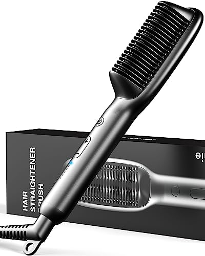 Hair Straightener Brush, SHINCHIE Oar Straightening Brush with Active Damage Avoidance (ADA) tech, Hot Comb for Women with Nano Ceramic Coating 5 Temperature Settings 30s Fast Heating&Anti-Scald