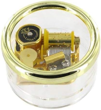 Paperweight musical box/music box made of acrylic glass with 18-note wind up musical mechanism - Plaisir d'amour (Jean-Paul-Égide Martini)