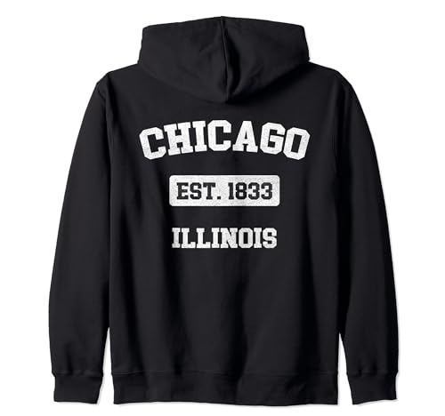 Souvenir vintage del 1833 di Chicago Illinois IL Est Felpa con Cappuccio