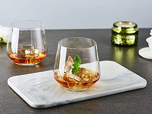 Image of WRINGO 300 ML Diamond Whiskey Glasses, Set of 2 Amber Glassware, Modern Ideal Glasses for- Rocks, Scotch, Bourbon, Liqueur, Cocktail and Cognac