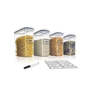 TNM Storage Jars Set (4 x 2.5 L), Airtight Container with Lid, Cereal Storage BPA Free Plastic, Storage Jars, Airtight Kitchen Storage Box, Airtight Container