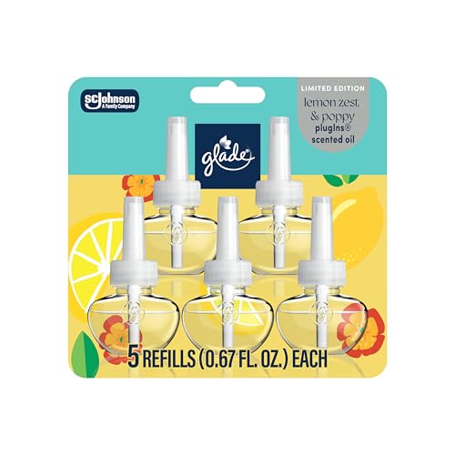 Glade PlugIns Refills Air Freshener, Lemon Zest & Poppy, Scented and Essential Oils for Home and...