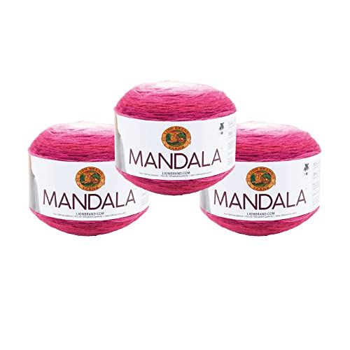 Image of Lion Brand Yarn, Mandala DK Lightweight Yarn for Knitting, Crochet, and Crafts, Cupid, 3 Pack, Self-Striping Acrylic Fiber for Baby Blankets, Multicolor Shawls and Variegated Cardigans