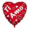 Scatola SAN VALENTINO a forma di cuore con 250 gr di cioccolatini al latte + 120 petali rossi a cuore e 1 palloncino GRANDE (45 cm) TI AMO e 20 palloncini a cuore rosso #1