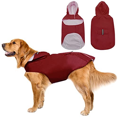 SUNFURA Extra großer Hunde-Regenmantel mit Kapuze Outdoor Hundeponcho Regenbekleidung Cover