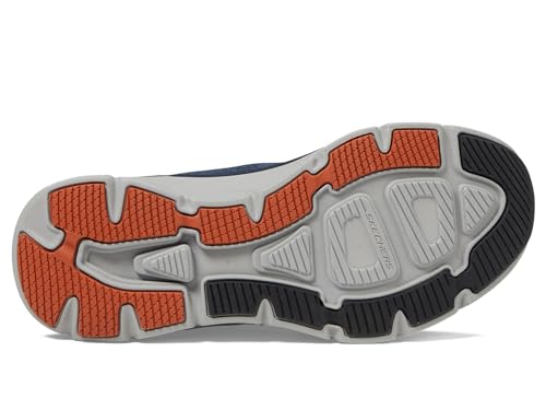 Skechers Men's D'Lux Walker 2.0 Steadyway Sneaker, Navy/Orange, 11.54