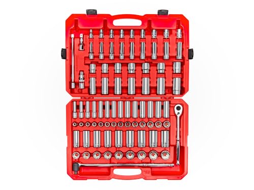 TEKTON 1/2 Inch Drive 6-Point Socket and Ratchet Set with ...