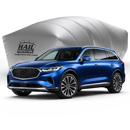 Hail Protector Car Cover, Inflatable Hail Proof Shield for SUV, Truck & Van, Portable Protection Against Any Size Hailstones, Complete System - SUV2 (Silver)